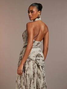 Hauture Women's Sexy Abstract Animal Print Spaghetti Strap High Low Asymmetrical Hem Top For Summer Vacations Night Out Black And White Leopard Print - Multicolor - View 2