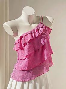 Soleia Women's Solid Color Casual Versatile Daily Wear Top - Pink - View 4