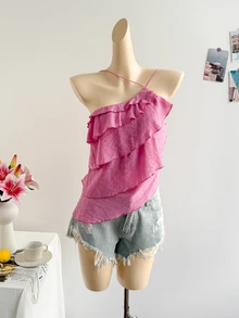 Soleia Women's Solid Color Casual Versatile Daily Wear Top - Pink - View 5