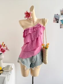 Soleia Women's Solid Color Casual Versatile Daily Wear Top - Pink - View 9
