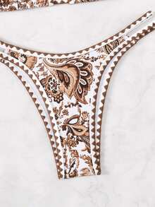 Swim Vcay Women's Printed Vacation Style Bikini Set With Neck-Hanging Design Summer Beach - Multicolor - View 5