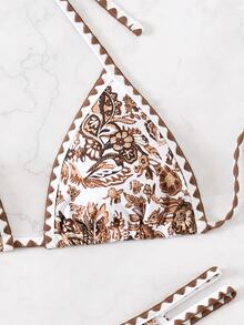 Swim Vcay Women's Printed Vacation Style Bikini Set With Neck-Hanging Design Summer Beach - Multicolor - View 4