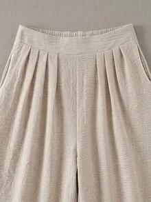 Zayélia Women's Woven Wide-Leg Casual Summer Pants - Apricot - View 5