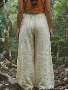 Zayélia Women's Woven Wide-Leg Casual Summer Pants - Apricot - View 2