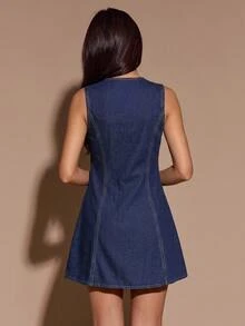 Firerie Women's Button Casual Daily Summer Denim Dress Autumn - Medium Wash - View 4