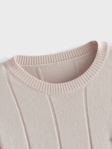 COMVAIL Men's Plus Size Solid Color Casual Versatile Daily Wear Knit Top - Apricot - View 3