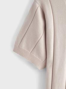 COMVAIL Men's Plus Size Solid Color Casual Versatile Daily Wear Knit Top - Apricot - View 4