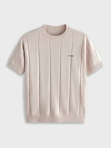 COMVAIL Men's Plus Size Solid Color Casual Versatile Daily Wear Knit Top - Apricot - View 2