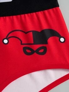 Harley Quinn X SHEIN Women's Printed Elastic Waist Casual Comfortable Triangle Panties - Black - View 11