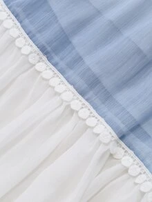 Glimmora Gaun Panjang Wanita Musim Panas Model Baru, Longgar, Berbahan Chiffon, Patchwork, Warna Kontras, Model Halter, Leher V, Hiasan Renda, Tanpa Punggung, Ukuran Plus - MultiWarna - View 5