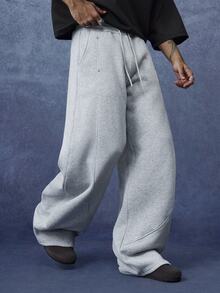 PAVTROS Men's Autumn & Winter Old‑Money Sweatpants, Spliced & Rivet Accent Design,Perfect Millennium‑Theme Gift For Halloween & Christmas - Grey - View 4