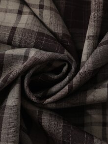 ROMWE MEN Street Life Men's Plaid 2 In 1 Loose Fit Shirt With Tie - Multicolor - View 6