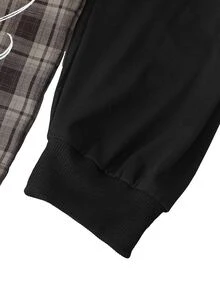 ROMWE MEN Street Life Men's Plaid 2 In 1 Loose Fit Shirt With Tie - Multicolor - View 5