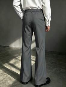Claim Dot Men's Fashion Versatile Commuter Flared Pants - Dark Grey - View 2