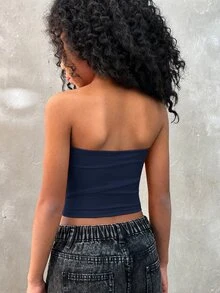 Coolane Kids Tween Girls Fall/Summer Streetwear V-Neck Solid Color Backless Vacation Tank Top For Girl, Can Be Worn As A Neck Hanging - Royal Blue - View 2