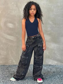 Coolane Kids Tween Girls Fall/Summer Streetwear V-Neck Solid Color Backless Vacation Tank Top For Girl, Can Be Worn As A Neck Hanging - Royal Blue - View 6