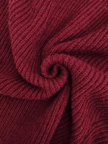 Xyvia Setelan Dua Potong Rajut Bergaris Lengan Lonceng Leher Bulat Kancing Logam untuk Wanita Musim Gugur/Dingin, Belahan Bawah, Celana Panjang Model Melebar, Warna Merah, Elegan untuk Perjalanan - Burgundy - View 3