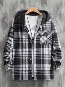 Manfinity CasualCool Men's Long Sleeve Hooded Brushed Thick Wool Blend Jacket - Multicolor - View 7