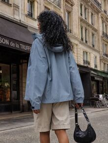 Modviera Zip Up Hooded Sun-Proof Jacket - Dusty Blue - View 2