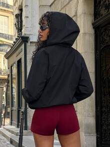 Modviera Women's Outdoor Rain Jacket With Hood - Black - View 2