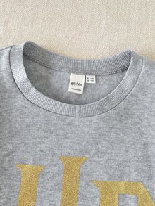 PrepCrw HARRY POTTER X SHEIN 兒童青少年男孩休閒圖案優雅時尚精緻舒適寬鬆針織灰色字母印花圓領套頭衛衣 秋季返校穿搭 - 灰色 - 查看 6