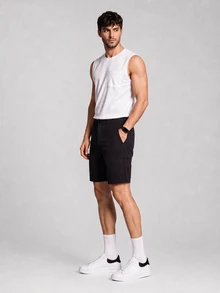TekDrob Water Repellent & Wind Proof Utility Shorts With Zippered Cargo Pockets - Black - View 8