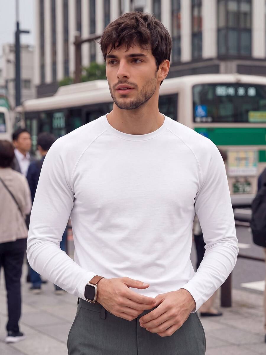 TekDrob Anti-Odor Raglan T-Shirt With Regular Fit And Long Sleeves - White - View 1
