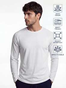 TekDrob Anti-Odor Raglan T-Shirt With Regular Fit And Long Sleeves - White - View 4