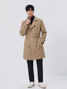 TekDrob Men WindProof Mid-Length Trench Coat - Khaki - View 4
