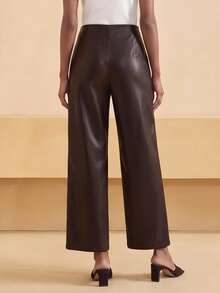 Zivah Women's Solid Color Pleated Pocket Casual Versatile Daily Travel Long Pants - Brown - View 3