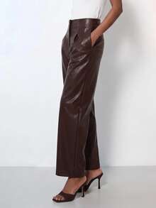 Zivah Women's Solid Color Pleated Pocket Casual Versatile Daily Travel Long Pants - Brown - View 2