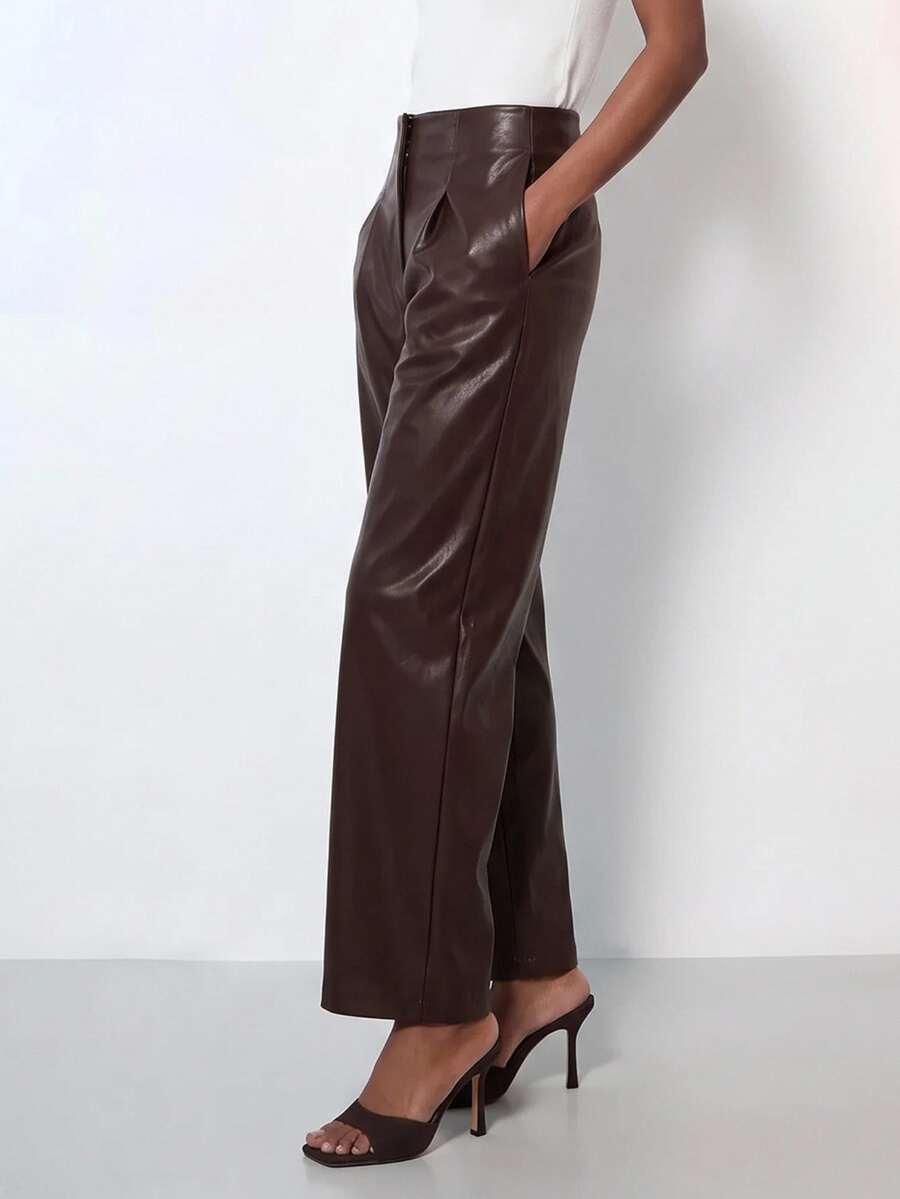 Zivah Women's Solid Color Pleated Pocket Casual Versatile Daily Travel Long Pants