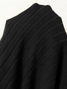 Solflare Plus High Waist Ribbed Knit Skirt - Black - View 10