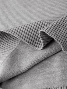 SHEIN Clasi Cardigan Sweater And Fitted Dress, Elegant And Comfortable Knitwear 2 Pieces Set - Grey - View 9