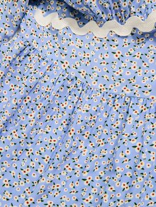 Rusticease Plus Size Women's Deep V-Neck All-Over Print Pleated Casual Everyday Summer Dress Fall - Blue - View 8
