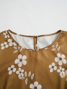 Rusticease Kemeja Liburan Motif Bunga Ukuran Besar dengan Hem Berkerut, Cocok untuk Makan Siang Musim Gugur, Formal, Kasual, Kencan Malam, Kuning Mustard, Gaya Boho Bohemian - Kuning - View 8