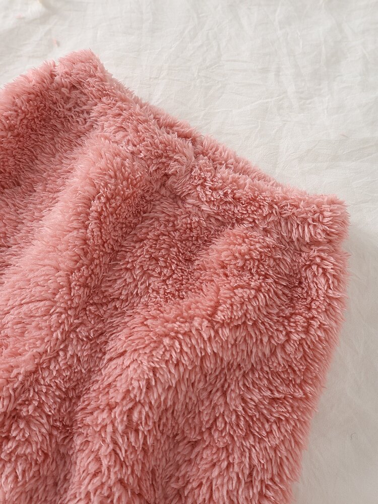 Baby Girls Infant Pink Sweet Cute Thick Skin-Friendly Soft Plush Bear Embroidery Long Pants Crew Neck Pullover Casual Comfortable Soft Home Wear Pajama Set 2 Pieces - Pink - View 11