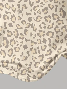 Setelan Kasual Anak Perempuan: Kaos Pendek dan Celana Panjang Lebar Motif Leopard Warna Beige Segar & Garis-garis Cokelat Muda - MultiWarna - View 7
