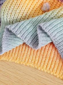 SHEIN Ropa de otoño e invierno para niña pequeña, suéter de manga larga con cuello redondo multicolor y estampado floral, vuelta al cole, acogedor y suave, atuendos festivos de Navidad - Multicolor - Ver 4