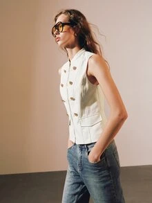 MOTF PREMIUM AUTUMN/WINTER NAPOLEON STYLE SLEEVELESS TOP, URBAN CHIC - Apricot - View 6