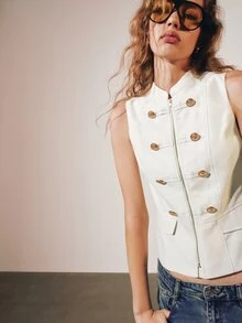 MOTF PREMIUM AUTUMN/WINTER NAPOLEON STYLE SLEEVELESS TOP, URBAN CHIC - Apricot - View 5