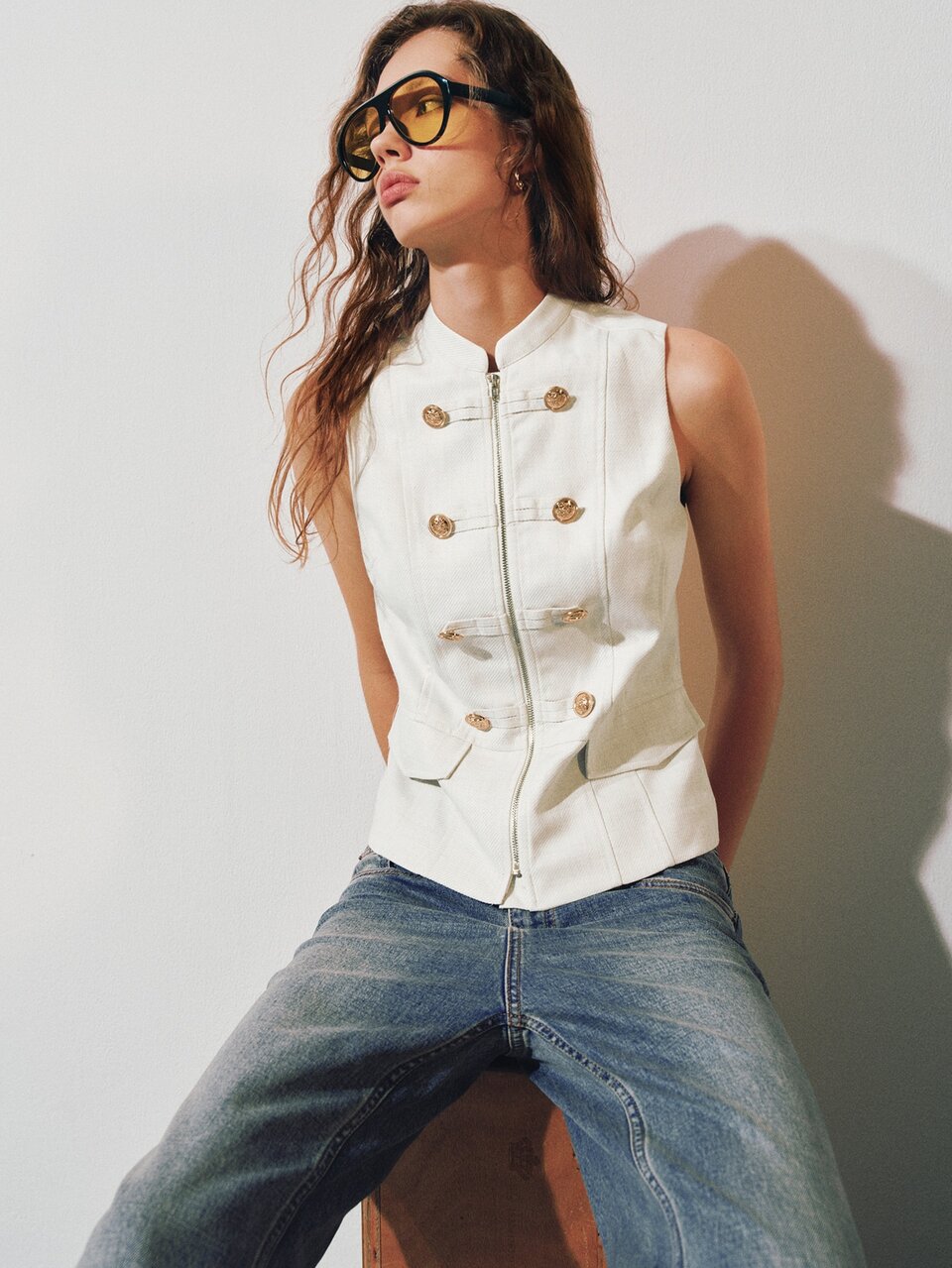 MOTF AUTUMN/WINTER NAPOLEON STYLE SLEEVELESS TOP, URBAN CHIC