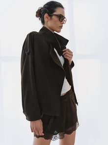MOTF PREMIUM JAKET PENDEK SILUET KASUAL MUSIM GUGUR/DINGIN - Coffee Brown - View 7
