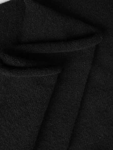 SHEIN BASICS Women's Solid Color Round Neck Long Sleeve Elegant Classy Basic Simple Minimalist Casual Knit Dress Black Going Out Dinner Office Fall - Black - View 11