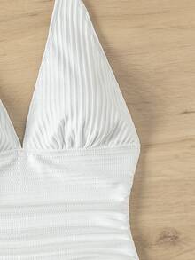 Costavie Summer Beach Solid Color One-Piece Swimsuit - White - View 7