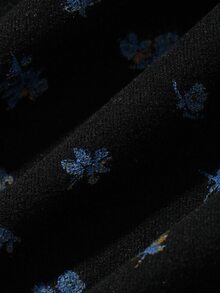 DAZY 甜美碎花短袖T恤與短款睡褲2件組，夏季女款睡衣套裝 - 黑色 - 查看 6