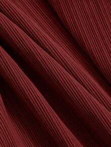 DAZY Women Off Shoulder Long Sleeve Casual Drawstring T-Shirt, Solid Color,Fall Clothes School Going Out Tops - Burgundy - View 3