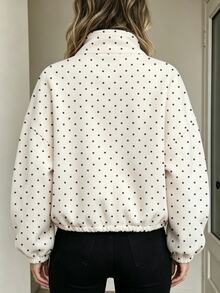 Jade & Ember Plus Size Casual Polka Dot Print Sweatshirt, Autumn/Winter - Multicolor - View 2