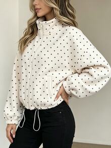 Jade & Ember Plus Size Casual Polka Dot Print Sweatshirt, Autumn/Winter - Multicolor - View 1