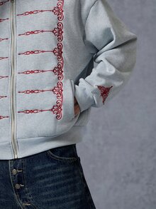 PAVTROS 男士休閒刺繡保暖內裡連帽衛衣，秋冬款 - 灰色 - 查看 5